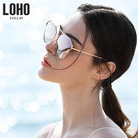 LOHO 墨镜玫瑰金眼镜飞行员镜个性时尚网红偏光防紫外线太阳镜防晒