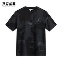 马克华菲【廓型版】舒适刺绣圆领短袖T恤男2024夏季新款印花潮流休闲上衣 001黑色 5