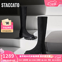 STACCATO 思加图 时尚弹力靴袜靴长筒靴高靴瘦瘦靴女靴S6324DG3 气质黑（单里） 37