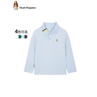 暇步士(Hush Puppies)童装儿童2024春秋季男童彩色罗纹翻领长袖POLO衫质感时尚 藏蓝 140cm