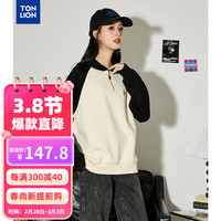 唐狮 TONLION新款女半开领袖子拼接卫衣WP 黑色