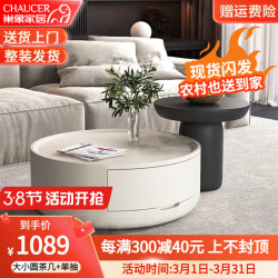 巢象 奶油风茶几电视柜组合现代简约小户型客厅家用大小圆形意式极简 大小圆茶几+单抽屉（烤漆台面）