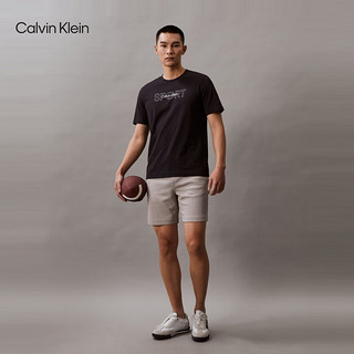 Calvin Klein【吸湿】运动24春夏男士字母印花纯棉跑步短袖T恤4MS4K169 001-太空黑 XL