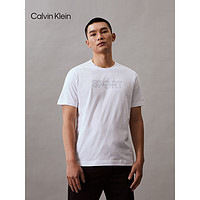 Calvin Klein【吸湿】运动24春夏男士字母印花纯棉跑步短袖T恤4MS4K169 540-月光白 S