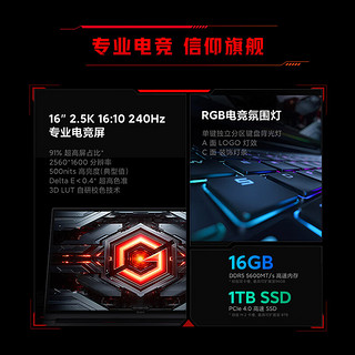 Redmi 红米 Redmi G Pro 2024款 十四代酷睿版 16英寸 游戏本 灰色（酷睿i9-14900HX、RTX 4060 8G、16GB、1TB SSD、2.5K、240Hz）