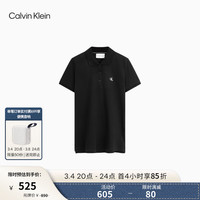 Calvin Klein Jeans24春夏女士休闲简约印花通勤修身短袖POLO衫J223493 BEH-太空黑 XS
