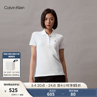 Calvin Klein Jeans24春夏女士休闲简约印花通勤修身短袖POLO衫J223493 YAF-月光白 XS