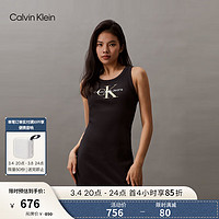 Calvin Klein Jeans24春夏女士复古摩登字母叠印无袖修身连衣裙J223069 BEH-太空黑 L