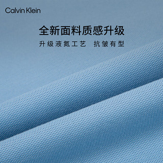 Calvin Klein【不晒系列防晒】Jeans24春夏男士镶边宽松凉感POLO衫J326335 CEZ-湖泊蓝 S