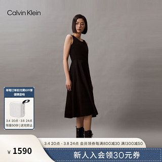 Calvin Klein Jeans24春夏女士摩登性感露背金属扣袢无袖连衣裙J223456 BEH-太空黑 S