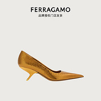 菲拉格慕（Ferragamo）【品牌授权门店发货】女士金色层压皮革高跟鞋 0766249_1C _ 55