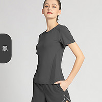 Bantyna 班蒂纳 新款运动t恤女性感美背网纱透气跑步健身服速干衣短袖瑜伽服上衣YJDXW01 黑色 L