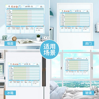 计划表墙贴小暑期假期自律学习打卡表暑假时间管理每日月目标规律生活作息规划儿童任务完成打卡器记录板 B款月度计划表-冰凉企鹅-大号