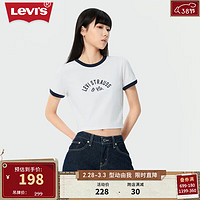 Levi's李维斯24春季女士短袖T恤拼色复古轻薄舒适休闲百搭 白色 000S9-0000 S