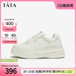 TATA 他她 章若楠春晚同款Tata他她厚底小白鞋女休闲板鞋2024春WH701AM4