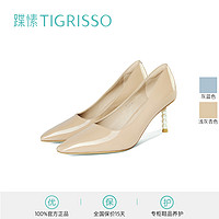 tigrisso 蹀愫 法式珍珠细跟漆皮气质通勤高跟鞋女TA43114-11