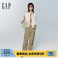 Gap女装春季2024复古宽松棒球服夹克时尚洋气搭配外套874491 金箔色 170/88A(L) 亚洲尺码