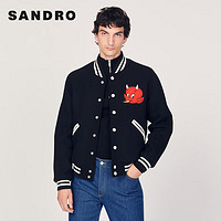 Sandro 男装复古时尚联名小红魔刺绣黑色撞色棒球服SHPBL00702 黑色 M