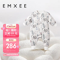 EMXEE 嫚熙 婴儿分腿睡袋秋冬纱罗桑蚕丝儿童宝宝天竹纤维睡袋蔬果农庄90厚暖