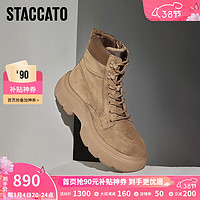 STACCATO 思加图 复古工装靴马丁靴短靴厚底时装靴女靴ESF07DD3 沙丘咖（单里） 39