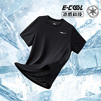 ERKE 鸿星尔克 T恤春夏冰感跑步运动速干短袖男士纯色t恤 正黑-2080 2XL