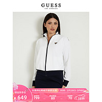 GUESS   24年春季女士时尚撞色简约logo运动上衣-V4GQ02KBFB2 白色 XS