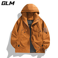 GLM 冲锋衣夹克外套男士秋冬季新款时尚连帽宽松潮流户外防水 焦糖 3XL