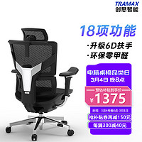 TRAMAX 创思智能 RX3 电脑椅人体工学椅办公电竞椅游戏椅家用网椅 RX3 经典黑（6D扶手）