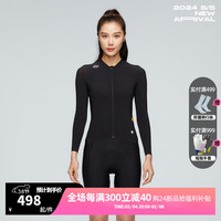 捷酷2024春夏ELITE CORE女士长袖骑行服透气网眼面料速干骑行上衣 黑色 M