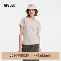 AIGLE艾高短袖T恤2024年春夏DFT速干吸湿排汗SILVADUR抗菌女 貂杏色 AT495 S(160/84A)