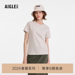 AIGLE艾高短袖T恤2024年春夏DFT速干吸湿排汗SILVADUR抗菌女 貂杏色 AT495 S(160/84A)