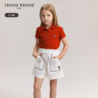 Teenie Weenie Kids小熊童装24春夏女童短袖宽松翻领POLO衫 象牙白 140cm