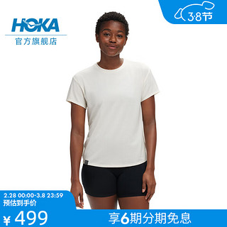 HOKA ONE ONE 女款春夏HOKA必备短袖T恤 HOKA ESSENTIAL TEE 日常 蛋酒色 XS