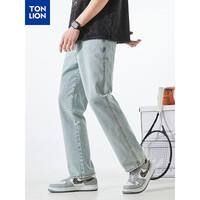 唐狮 TONLION男净色高街直筒牛仔长裤TB 黄泥色 XL