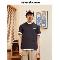 美特斯邦威T恤男2024夏季基础休闲简约印花绣标透气短袖上衣 云朵白 185/XXL