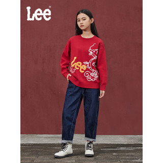 李 Lee童装长袖圆领卫衣冬季男童女童过年舒适保暖儿童龙年上衣 红色 150cm