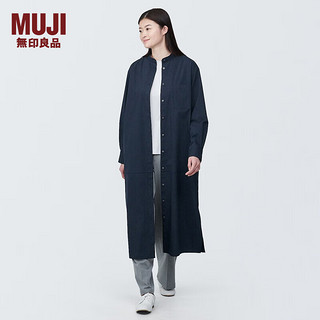 无印良品（MUJI）女式不易褶皱立领长袖连衣裙秋季女装裙子长裙灰色格雷系BC2IMC4S 深藏青色 XXL（170/96A）