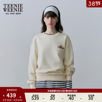 Teenie Weenie小熊2024年索罗娜圆领白色卫衣多巴胺穿搭短款上衣女 乳白色 170/L
