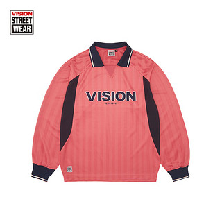 VISION STREET WEAR【24春】美式复古长袖球衣套头速干运动Polo衫男女同款款 西瓜红色 XL