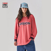 VISION STREET WEAR【24春】美式复古长袖球衣套头速干运动Polo衫男女同款款 西瓜红色 XS