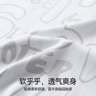 小猪托尼TABE胖男童短袖T恤夏季儿童宽松加肥加大青少年 字母满印短T白 140，130-145高，60-90斤