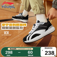 李宁 LI-NING童鞋儿童运动鞋男大童大阿甘减震回弹反毛皮休闲鞋YKCU084-5黑色/标准白32