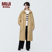 无印良品 MUJI 女式 不易沾水 立领大衣 长袖外套女款 春季 BD0YHC4S 米色 S(155/80A)