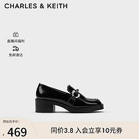 CHARLES&KEITH24春季CK1-60580289英伦风一脚蹬粗跟乐福鞋女 Black Box黑色 39