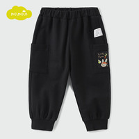 moimoln小云朵童装2024年春季宝宝休闲裤工装束脚裤儿童裤子 黑色 130cm