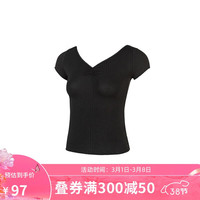 SANSHA 三沙 芭蕾舞蹈练功服上衣女形体跳舞服装短袖现代拉丁古典 黑色 L