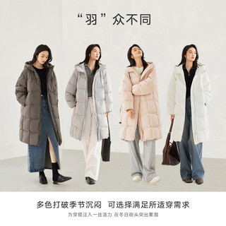 对白超好看90白鸭绒中长款羽绒服女宽松保暖连帽外套