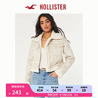 HOLLISTER24春夏人造麂皮短款保暖机车夹克外套女 356667-1 奶油色 S (165/88A)