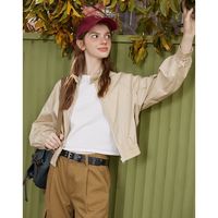 a02 纯棉女装外套立领欧美休闲夹克时尚春秋新款百搭休闲工装上衣