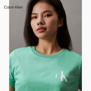 Calvin Klein Jeans24春夏女士纯棉字母印花潮流辣妹短款短袖T恤J223495 L1C-薄荷绿 L